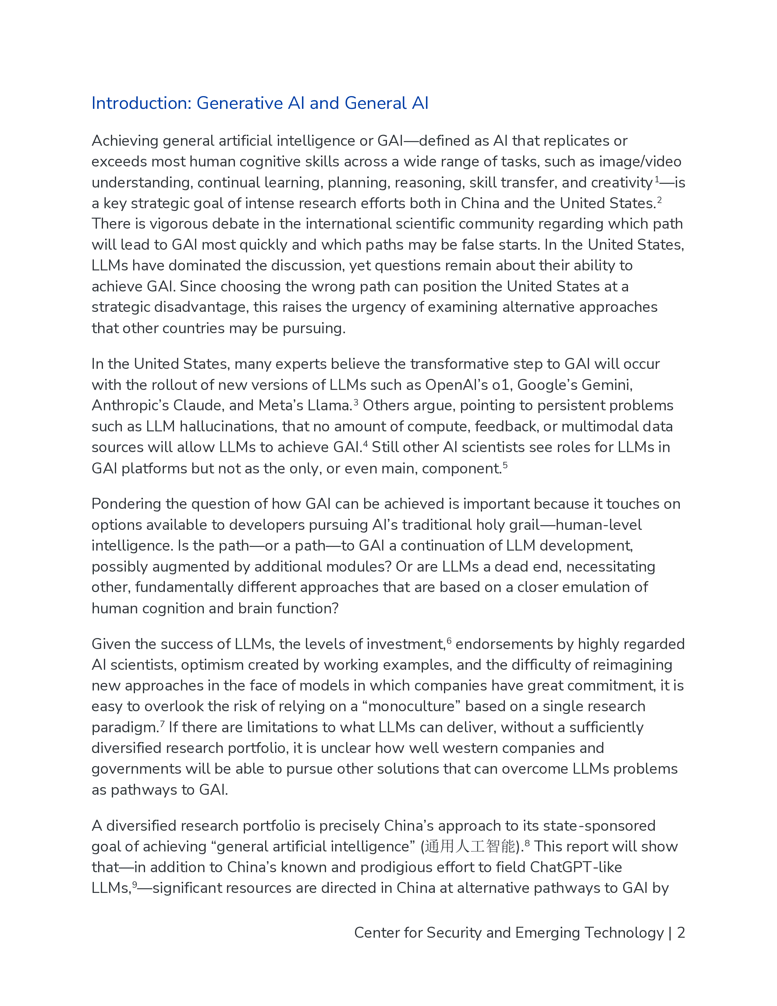 美国安全与新兴技术中心2025中国学界对大语言模型的批判性思考通用人工智能AGI的多元路径探索研究报告英文版29页
